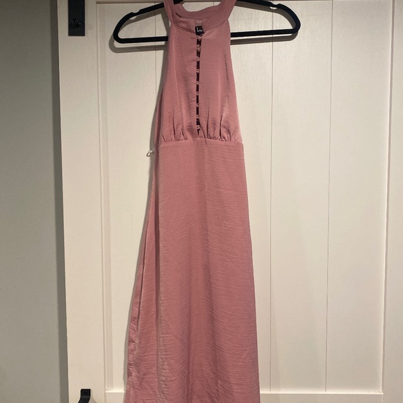 Pink satin lulus high neck dress - Picture 1 of 3